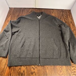 Banana Republic XXL Wool Blend Zip Front Bomber Sweater Jacket Gray
